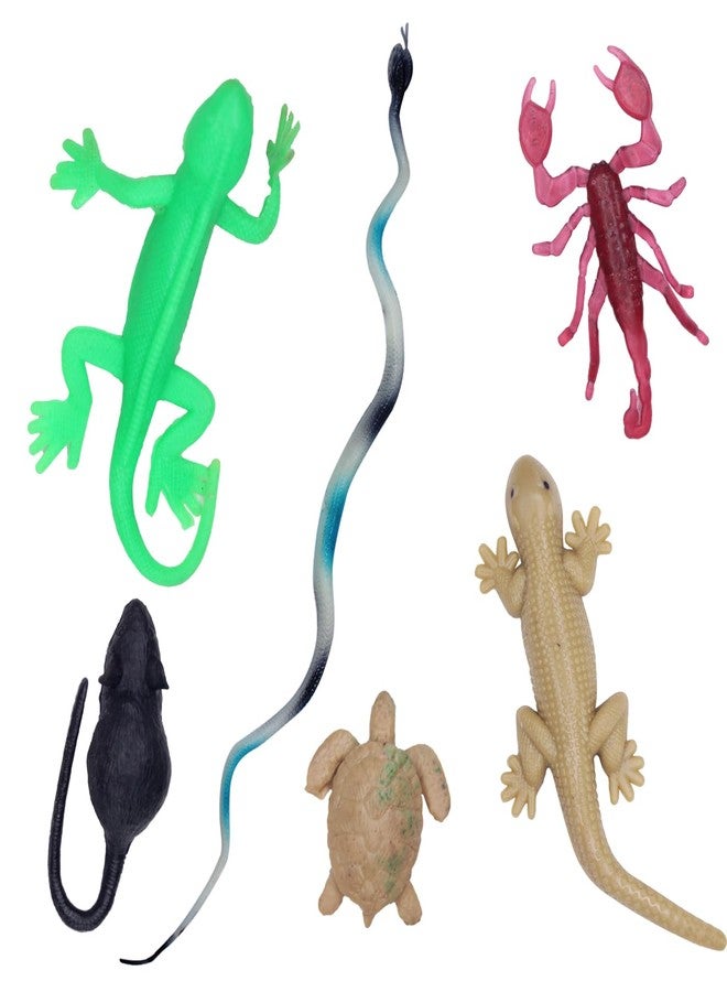GLAN Mini Mix Insect Toys Figure Playing Set for Kids Art and Craft Decoration Rubber Toys Set of 6Pcs Pack of 1 - Image 1